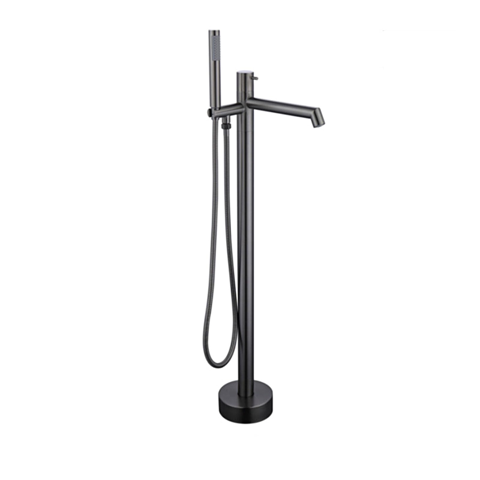 HADECOLL Modern Freestanding Bathtub Faucet Floor Mount Tub Filler Brass Standing Shower Faucet With Swivel Spout And Handle Gray,Grey