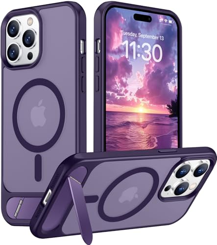 Image of Magnetic Compatible with iPhone 14 Pro Case, [Built-in Invisible Kickstand][Compatible with MagSafe] [Military Grade Shockproof] Slim Translucent Matte Phone Case for iPhone 14 Pro 6.1 inch