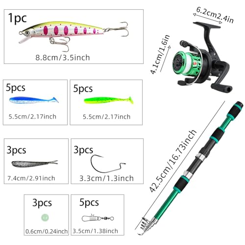 Acunny Kids Angel Pole, Fishing Set for Children - 1.8 m Telescopes Fishing Rod Combo - Youth Fish Set, Beginner Fish Kit, Small Dock Gear Kit, Children's Fishing Equipment for Teenagers, Beginners - Image 5
