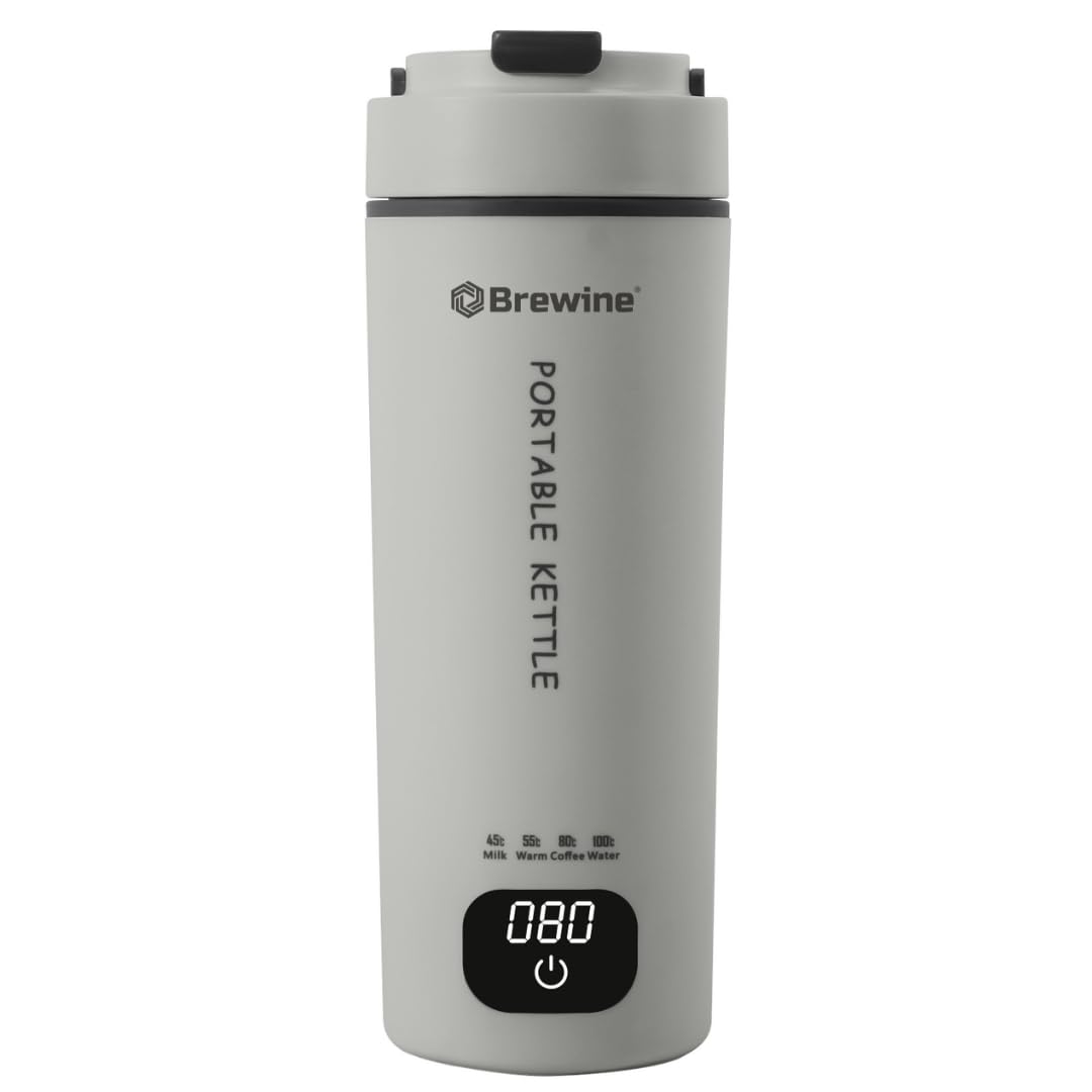 Plastic Portable Kettle,450ML,Grey, Multi-Temp-Setting,Auto Cut-Off, Digital Display,Touch Button,Wide Voltage Range 110-230V Suitable For India, USA & Canada,300 Watt-image-38