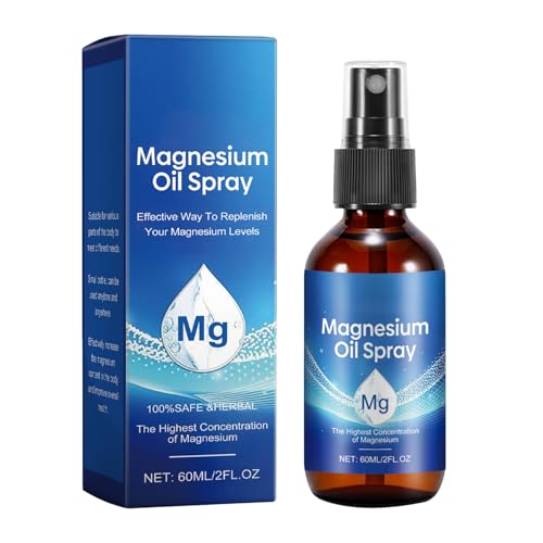 Spray de aceite de magnesio | S-pray de ma-gnesio de 60 ml para piernas inquietas | Spr-ay de mag-nesio de reparación natural multipropósito para mejorar el sueño, reducir el estrés y calmar la piel