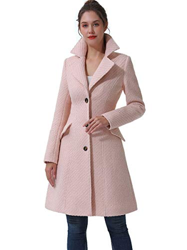 Image of BGSD Women Ann Fit and Flare Boucle Wool Blend Walking Coat (Also available in Plus Size and Petite), Blush Pink, Small