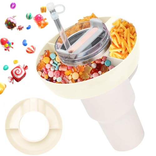 Elfinfi Color Crema para Stanley Cup Accesorios, 3 Compartimentos Accesorios para Stanley Cup, Reutilizable Accesorios para Stanley Emparejado con la Copa par Stanley