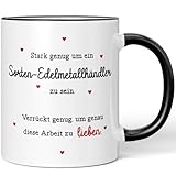 JUNIWORDS Tasse, Stark genug um ein Sorten-Edelmetallhändler zu sein. Verrückt genug, um genau diese Arbeit zu lieben, Schwarz (6139937)