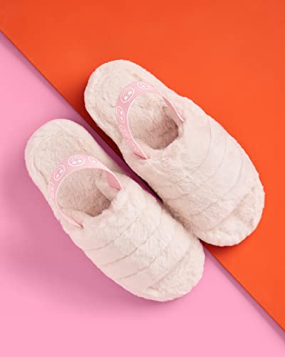 xo, Fetti Smile Strap Slippers, White Fur, Bachelorette Party Decorations, Birthday Sandals, Bridesmaid Gift, Birthday Party Favor2