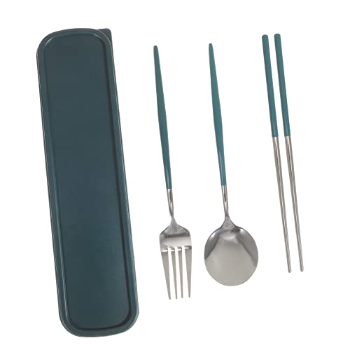 VALICLUD 1Juego Cubiertos Inoxidable Portátil con Caja Utensilios de Viaje Multifuncionales Tenedor Picnic Camping