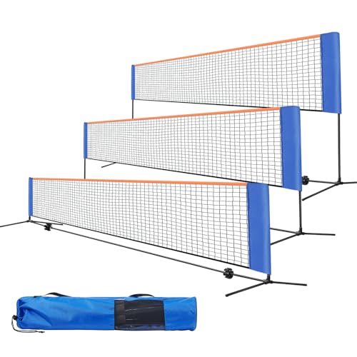 LIFERUN Rete da Badminton, 4m / 5m Rete da Calcio Tennis Rete da Allenamento per Rete da pallavolo Portatile, Altezza Regolabile da 89 cm a 155 cm, Interni ed Esterni