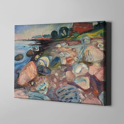 Poster Edvard Munch Shore with Red House en toile de galerie format medium pour decoration