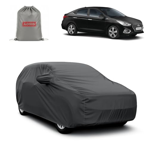 Image of AOSIS 'Waterproof' Car Cover Compatible with Hyundai Verna Transform /Fluidic /1st,2nd,3rd Gen 300 GSM Uly Coated Thick Fabric 4X4, Adjustable Belt Buckle, Elastic Grip