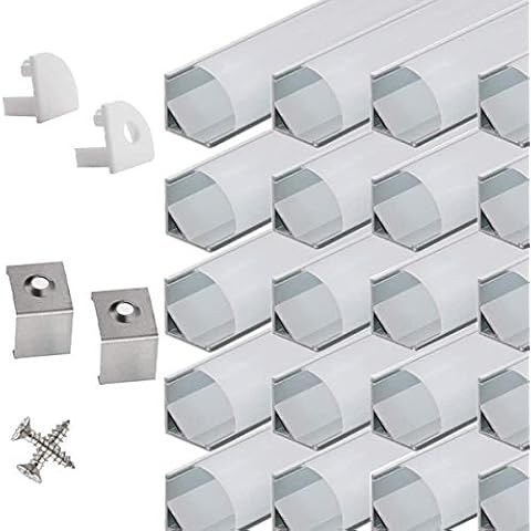 Paquete de 20 luces LED de aluminio en forma de V con cubierta de policarbonato lechoso Cover