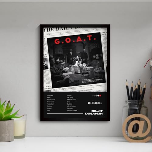 Image of Funk You Store Diljit Dosanjh Poster | Framed A4 Poster of Punjabi Singer Diljit Dosanjh's GOAT | GOAT Album Cover | Sleek Aesthetic Frame for Wall, Room Decor, Gifting, Study Table (F 154)