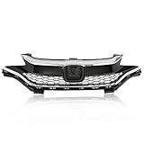 CHEDA Front Bumper Upper Honeycomb Grille Compatible with 2018 2019 20 Honda Fit Jazz Chrome Plastic Grill