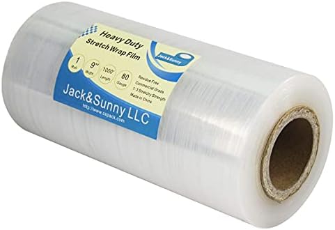 Clear Industrial Strength Mini Hand Stretch Wrap Film 9" 1000ft - 80 Gauge(20 Micron) Cling Commercial Plastic Pallet Supplies Shrink Mini Wrap for Moving Shipping Packing 1 roll