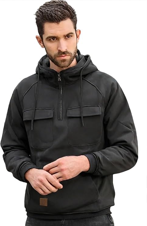 Cargo Hoodies for Men Tactical Sweatshirt Quarter Zip Cargo Pullover Hoodies Workout Gym Men Fashion Outdoor Hoodie2