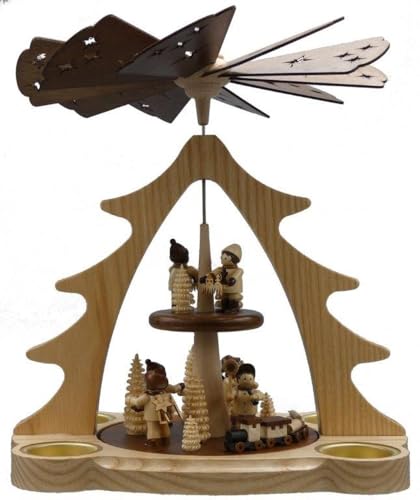 Rudolphs Schatzkiste Children's Tealight Pyramid, Height 28 cm, Christmas Pyramid, Wooden Pyramid