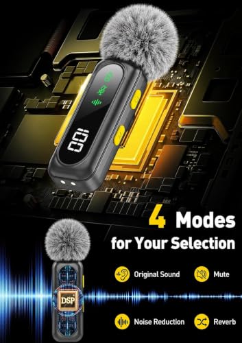 Image of VELOMAX Mic for YouTube Wireless, Noise Reduction Magnetic Clip Wireless Microphone with LED Indicator and Battery Display for Video Recording Creators (Single)