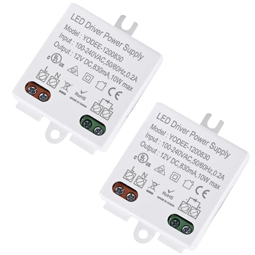 【Sicuro e duraturo】Il trasformatore LED Mini 12 V/DC 10 W ha una bassa temperatura di funzionamento e una durata di utilizzo più lunga. L'alimentatore LED con tensione costante è costituito da un involucro in policarbonato, che è ignifugo e resistente alle alte temperature. Il dispositivo di protezione è dotato di protezione da sovraccarico, sovratensione, cortocircuito, protezione da surriscaldamento, ecc.