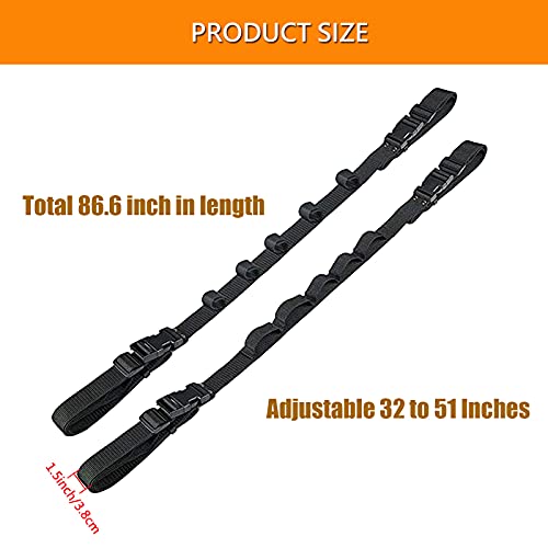2 Pack Vehicle Fishing Rod Holder, 51 Inch Adjustable Car Fishing Rod Rack, Fishing Pole Rack Belt Strap, Vehicle Fishing Pole Holder Carrier Storage Rack for Car, Wagons, SUV and Van (2 Strap, Black) - Thumbnail 2