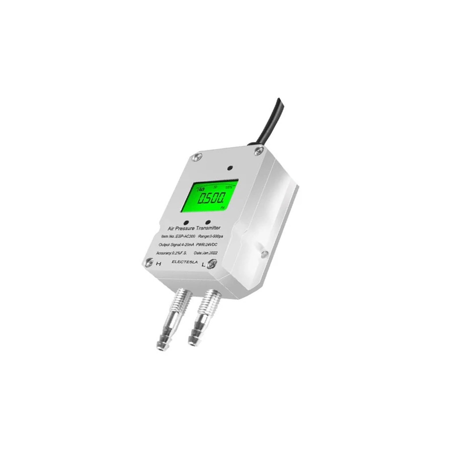 Sensor de presión de Aire LCD RS485 de 4-20mA, transmisor Digital de presión diferencial de Viento, transmisor de presión de Gas de 50-0-50Kpa(0-10V Output,-500-500Pa)