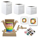 VTPT Ecom - 10 PK Adjustable Tall Cake Boxes in 2 Base Sizes 5-10'x10' & 5-12'x12' With 3 Adjustable Height Variations (8, 10 & 12 inch) + 15 Thank You Stickers. Tall Bakery Boxes for Tiered Cakes