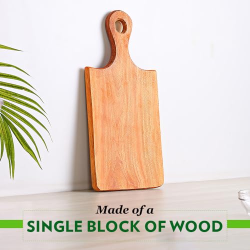 Image of Borosil Dice Organic Neem Wood 17 mm Chopping Board | Eco Friendly, Anti-Microbial | for Chopping, Cutting, Dicing & Serving Vegetable & Fruits | Brown