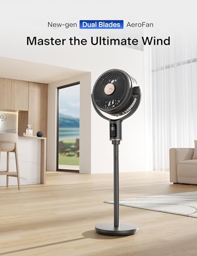 Image of PELONIS Smart Pedestal Fan for Bedroom, Standing Fan, Dual Layed Blades (9+7 Blades), DC Motor, App /Alexa /Google, 150 + 135 Auto OminiFlow, 20dB, 9 Speeds, 26 ft /s, Remote, 9H Timer, Air Circulator