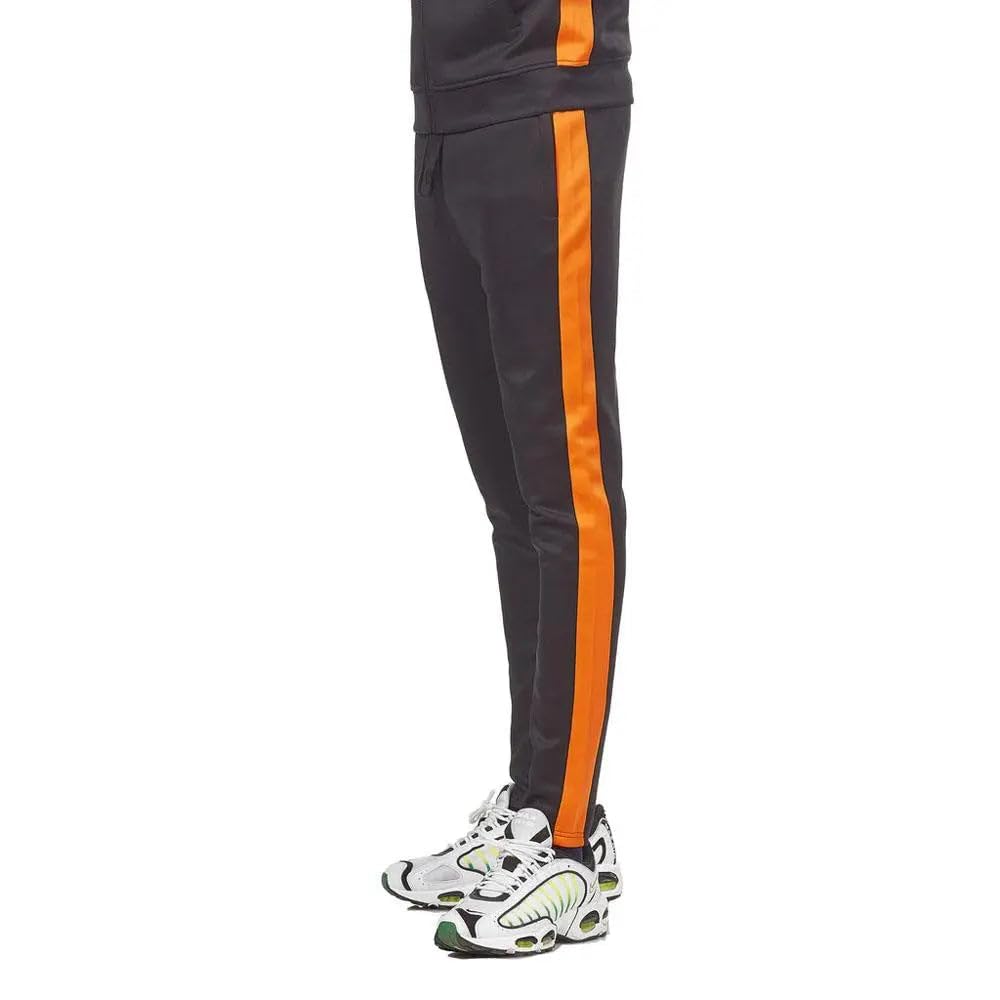 Rebel Minds Men Track Pants - Stylish Men's Sweatpants, Joggers for Men, Athletic and Casual Wear, with Pockets Black Orange