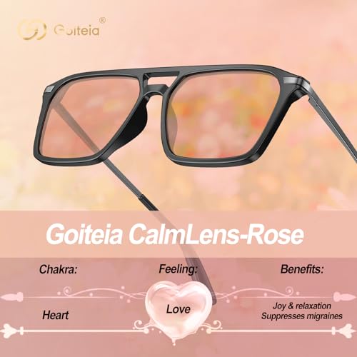 Image of Goiteia FL-Rose Migraine Glasses,Blocks 480-520 nm Light, Light Sensitivity Glasses for Fluorescent LED Glare,Photophobia