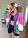 SweatyRocks Women's Casual Lightweight Color Block Bomber Jacket Hot Pink Purple XS