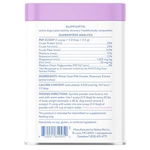 Native Pet Goat Milk Powder for Dogs - Organic Goat Milk for Dogs and Cats - Great Dog Food Additive to Support a Healthy Digestive System for Dogs - 60 Scoops Native Pet Goat Milk Powder for Dogs Organic Goat Milk for Dogs and Cats Great Dog Food Additive to Support a Healthy Digestive System for Dogs 60 Scoops