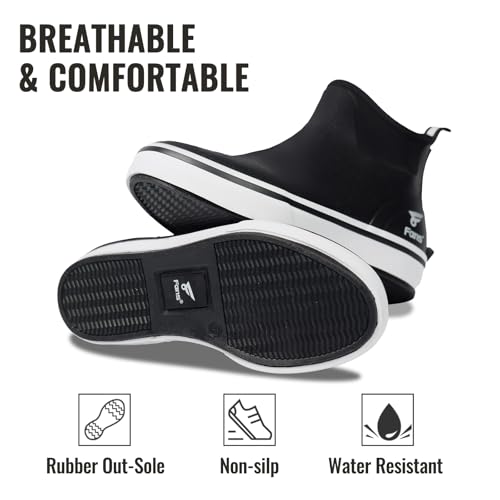 8 Fans Mens Deck Boots, Waterproof Rubber Rain Boots, Anti-slip Fishing Booties, Short Ankle Shoes for Boating, Outdoor, Size 7-143