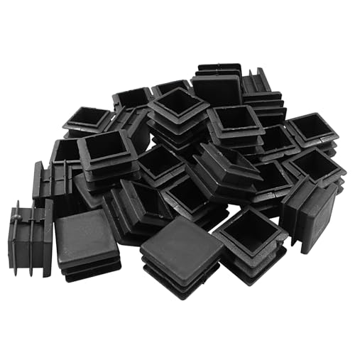 Image of Zorfeter 1 Inch Square Black Plastic Plugs, 30 Pcs | Fit for 1 Inch Square Metal Tube, Tubing End Caps, For Fence and Chair Legs