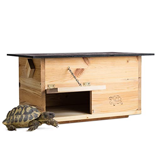Woid Herz Abri pour Tortues de qualité supérieure (SH2) - en Bois Massif de 20 mm - Résistant aux intempéries - avec Fond et Porte - Ventilation réglable
