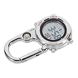 HEMOTON Karabinerhaken Uhr Aus Edelstahl Mit Kompass Und Datum Für Herren Outdoor Multifunktionsuhr Zum Bergsteigen Und Camping Orange