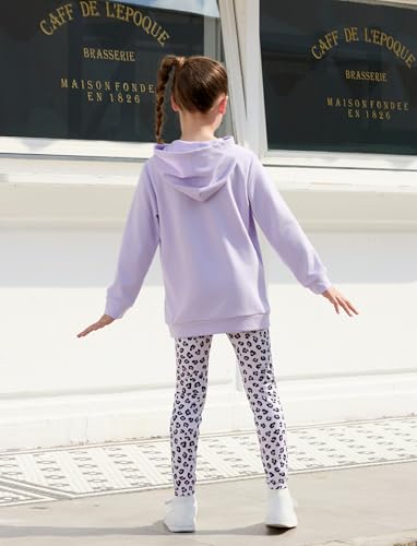 Image of PATPAT Girls 2 Piece Outfits Long Sleeve Hoodie and Leggings Clothing Set Outfits for Girls 4-12Y Fall /Winter Outfits