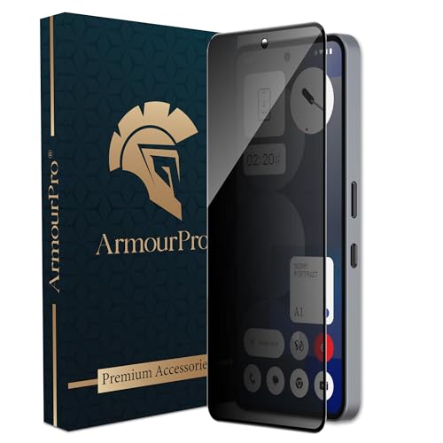 Image of ArmourPro Privacy Tempered Glass for Nothing Phone (3) / Nothing (3) Pro - Anti-Spy Anti Peeping Screen Protector, 9H Hardness, Edge-to-Edge Coverage, Ultra Thin, Bubble-Free Installation Kit | Black