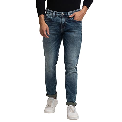 Image of Spykar Men's Kano Slim Fit Mid-Rise Jeans (Ankle Length)