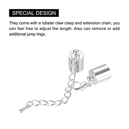 Tapas de cordón de 10 mm para asegurar pulseras de cuero con cadena ajustable 5