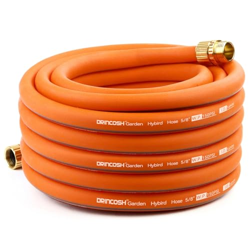 DRINCOSH 50FT Garden Hose, Garden Hose 50 FT Flexible x 5/8' Ultra Durable Water Hose, Lightweight All-weather Outdoor Lawn Car Wash Backyard, Male-Female