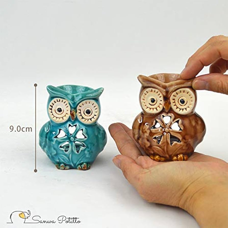 Amazon｜香炉 フクロウ ミミズク ミニ E18040-18041 高さ9cm 青