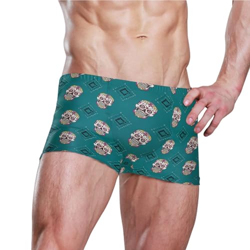 Skull Mens Swim Trunk Swimwear Bathing Suit Swim Brief Square Leg Board Short S B04043673