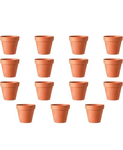 Ruikcoll Macetas de Barro, Macetas de Barro, Maceta de Terracota, Mini Maceta de Terracota con Orificio de Drenaje, Maceta Reutilizable, decoración Exterior, 15 Piezas (5,5 × 5 cm)