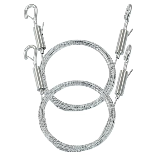 Image of 2 Pack 2m x 1.5mm Adjustable Picture Hanging Wire Kit, 6.6FT Heavy Duty Stainless Steel Wire Rope for Hanging Pictures /Artwork /Mirrors