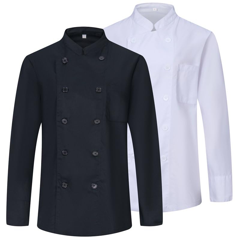 Veste de chef KZ-2-842 Homme Misemiya - Pack de 2 pièces noires pour la cuisine