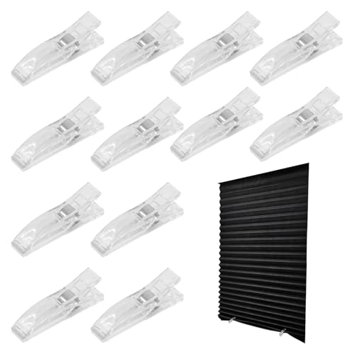 Window Blind Clips, 12 Pcs Vertical Blind Clips,Transparent Clips for Blinds for Temporary Blinds to Change the Look, Hold Curtains