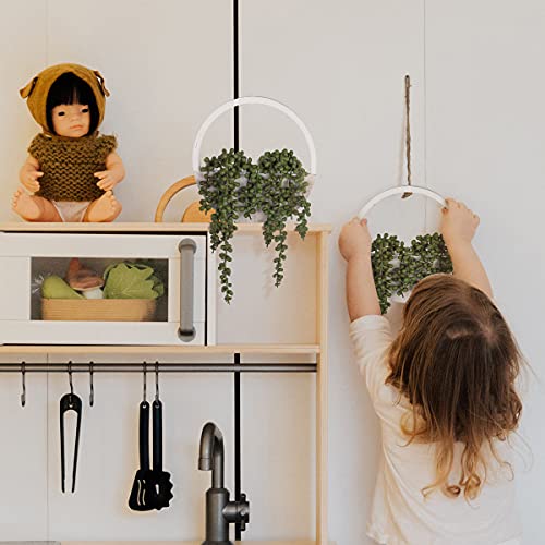 Floweroyal Artificial Succulents Hanging Plants 12.2'' Fake String of Pearls in Pot with 8.3'' Lanyard for Indoor Outdoor Wall Decor.