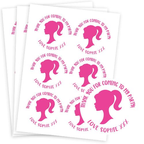 Partyrama.co.uk Multicolour Doll Style Head Design Personalised Round Stickers 88Mm - Single Sheet - 6 Stickers