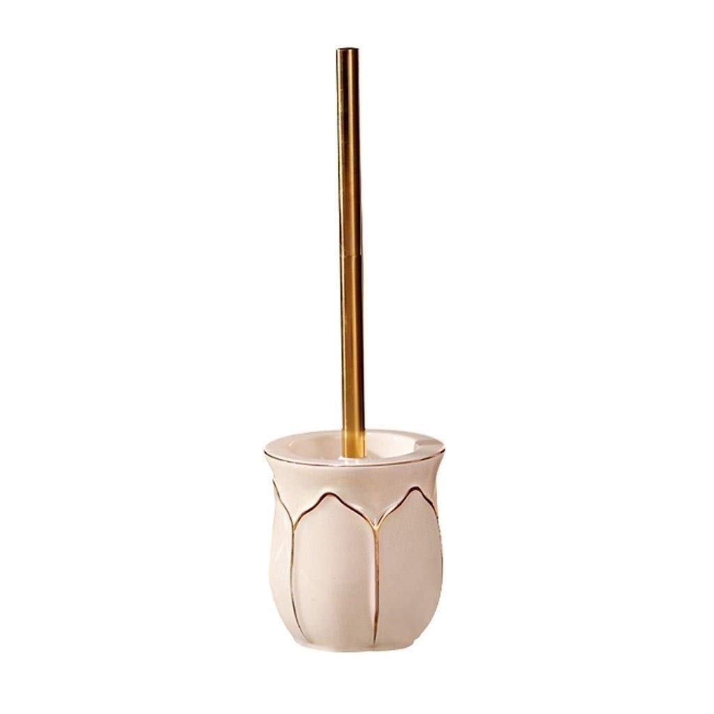 Uchwyt na szczotkę toaletową Kompaktowa wolnostojąca szczotka toaletowa do głębokiego czyszczenia i podstawa ceramiczna, stalowy uchwyt dekoracyjny - ergonomiczny, antypoślizgowy i szczotka