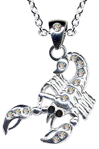 Kette + Anhänger Collier Echt Sterling Silber 925 Zirkonia Kristalle Skorpion Strass Liebe Glaube Hoffnung Emotion Symbol Motiv Stil Objekt weiss extravagant neu gut modisch klar schön