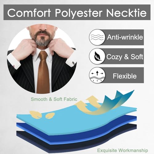 Image of Luckyvestir Mens Tie Solid Satin Neck Ties 3.15'' Formal Necktie for Wedding Business Christmas Father's Valentine's Day Gift